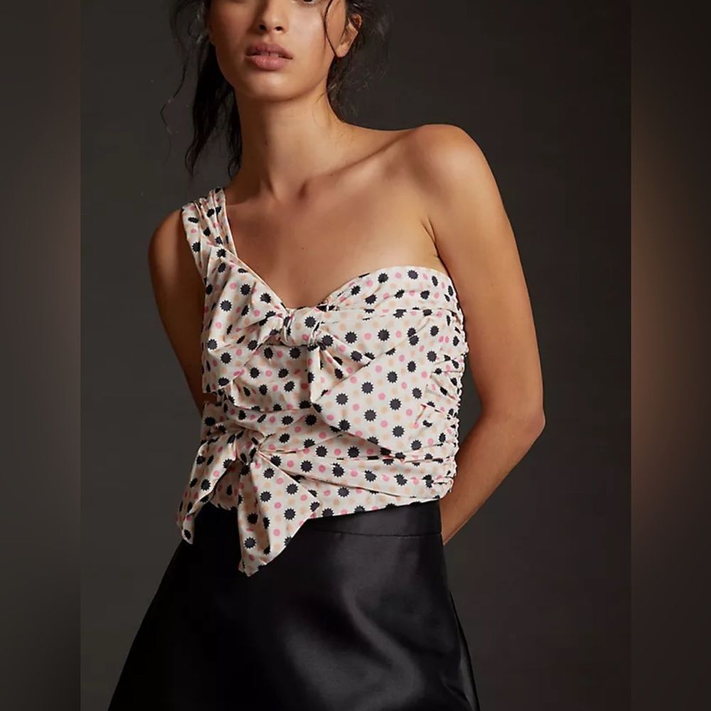 Anthropologie Maeve One Shoulder Tie Crop Top Size 8